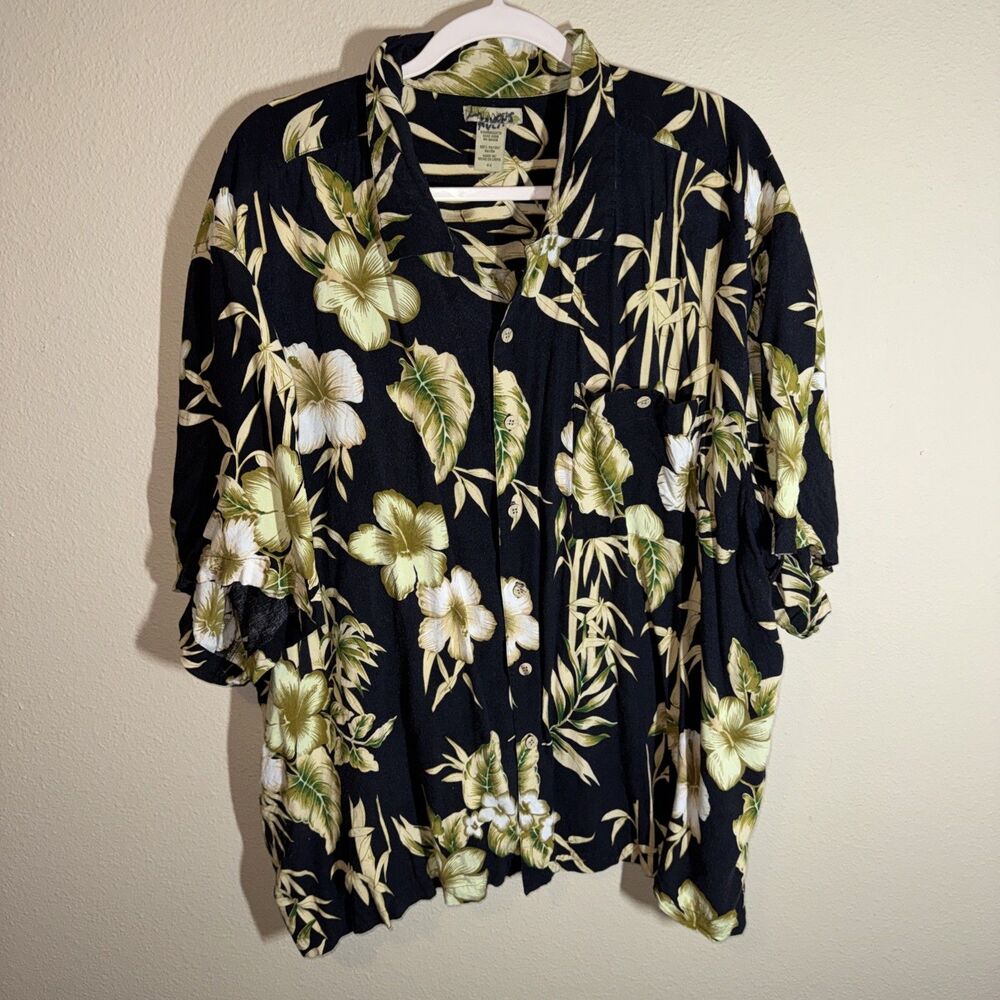 VTG Islander Men’s Button Down Hawaiian Shirt Black